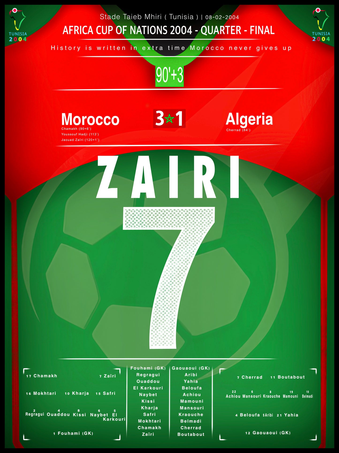 Poster Maroc Algérie 2004 – But de Jaouad Zairi | Édition Limitée
