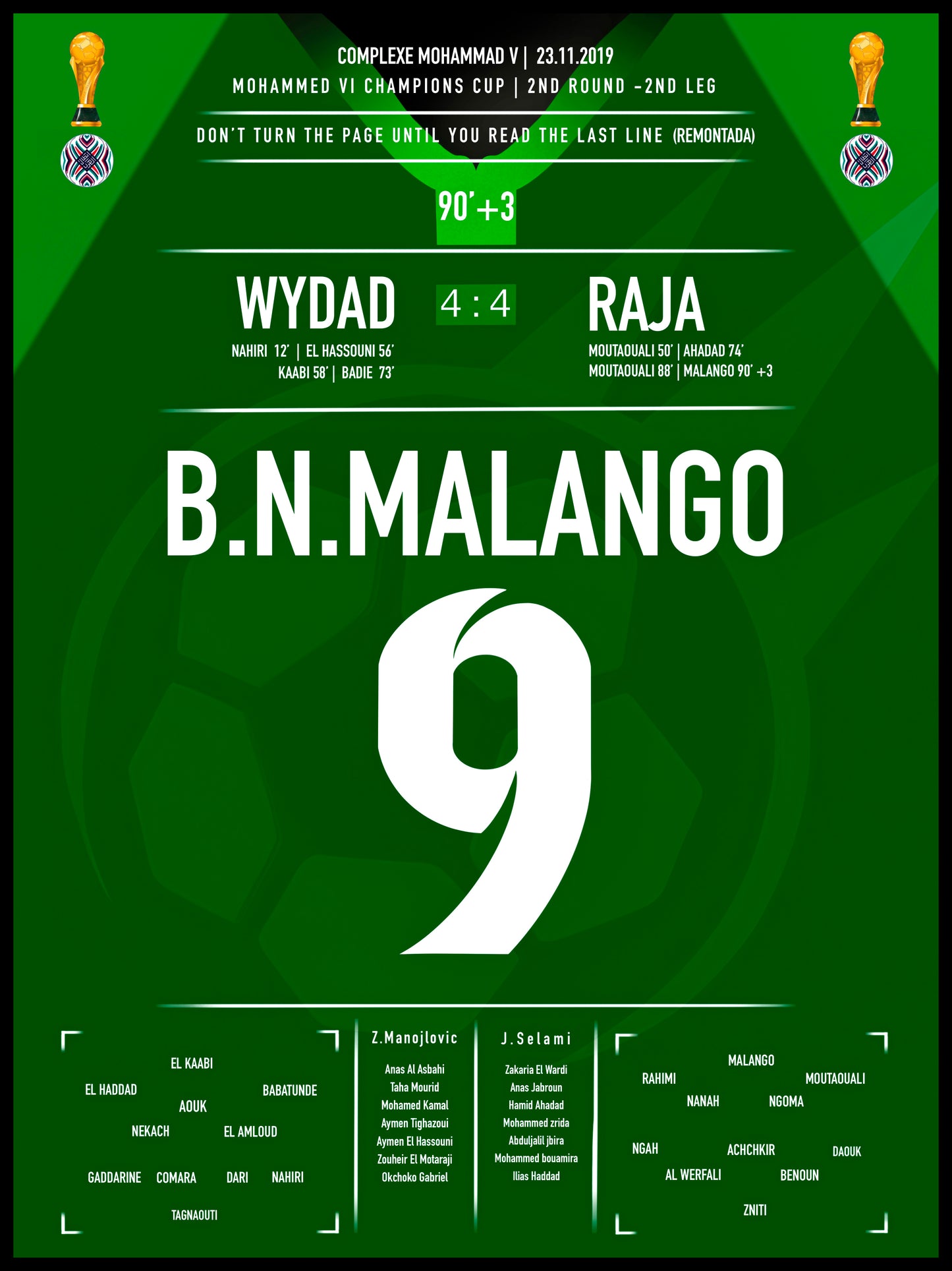 Poster Raja – Malango 2019 | Coupe Mohammed VI des Clubs Champions